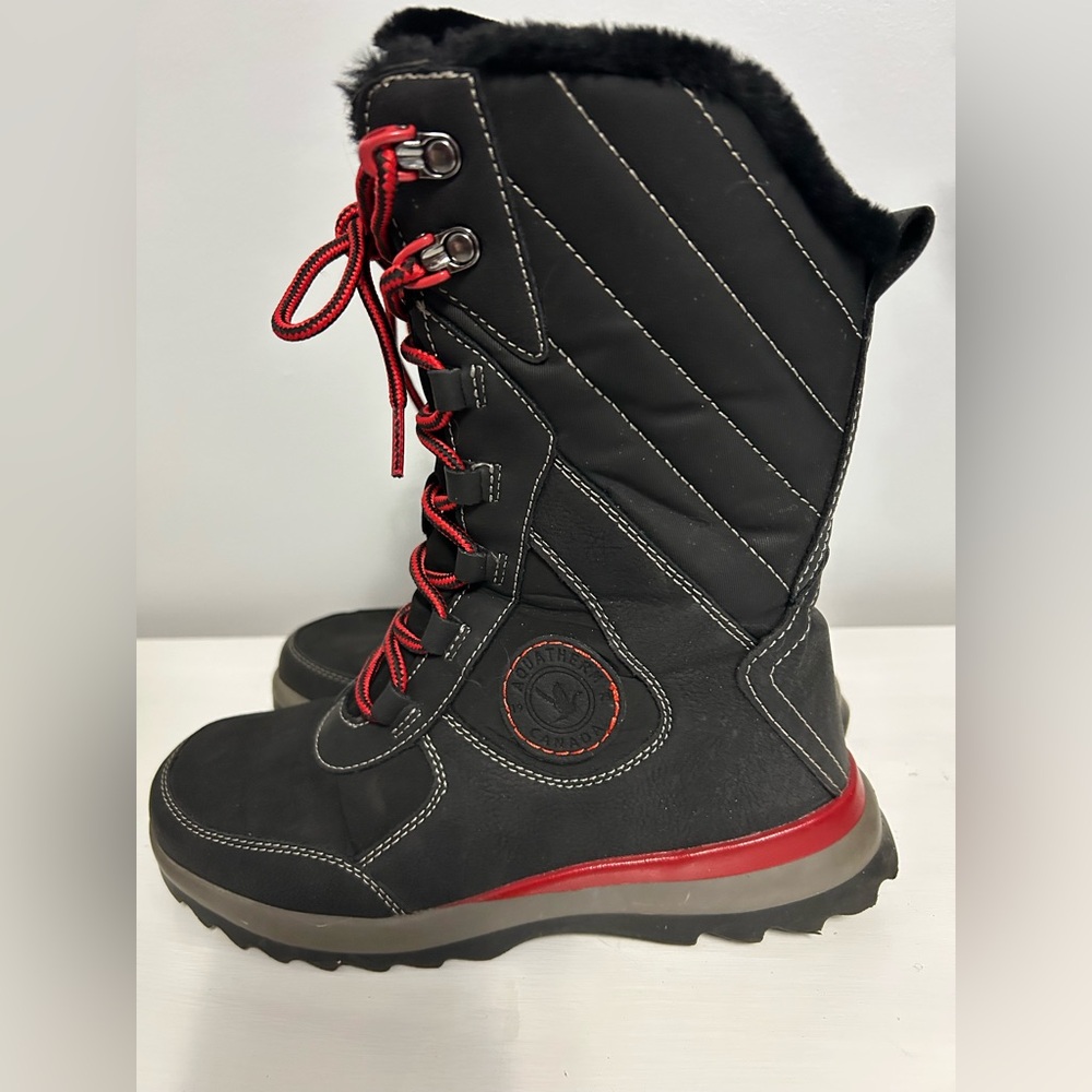 Cozy Black Winter Boots with Red Accents